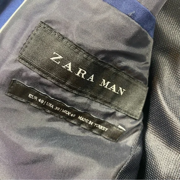 Zara man blazer Men’s 38 blue suit jacket Wool comfort - Picture 6 of 15